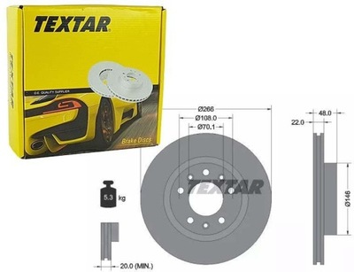 TEXTAR DISCOS DE FRENADO PARTE DELANTERA 92269003  