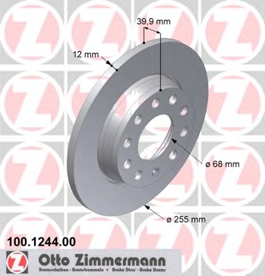 ZIMMERMANN AUDI A4 B6 255MM ДИСКИ ТОРМОЗНЫЕ ЗАД 100.1244.20