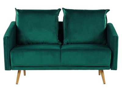 Sofa 2-osobowa welur 130x78 zielono-złota