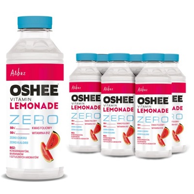 6x OSHEE ZERO Vitamin Lemonade arbuz z witaminami bez cukru 555 ml