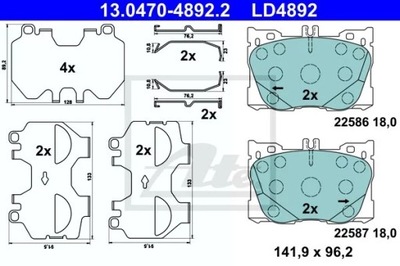 ATE 13.0470-4892.2 КОМПЛЕКТ КОЛОДОК ТОРМОЗНЫХ, ТОРМОЗА TARCZOWE