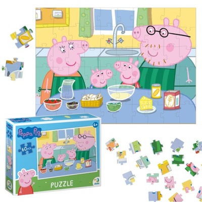 PUZZLE ŚWINKA PEPPA W KUCHNI 60 ELEMENTÓW DO UŁOŻENIA DLA NAJMŁODSZYCH