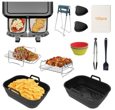 AKCESORIA DO FRYTKOWNICY BEZTŁUSZCZOWEJ AIR FRYER 15W1 ZESTAW FORMA RUSZT