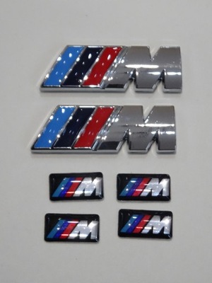 6X EMBLEMATY LOGOTIPO AL ALAS I LLANTAS BMW MPOWER 45X15 MM I 17X9 MM PLATEADO  