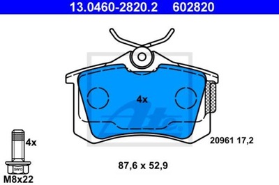 ATE 13.0460-2820.2 КОЛОДКИ ТОРМОЗНЫЕ ЗАД VW BORA CADDY EOS GOLF PASSAT POLO