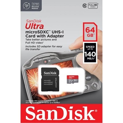 SANDISK ULTR microSD 64GB SDSQUAB-064G-GN6IA 140MB