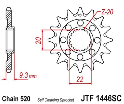 JT ЗУБЧАТКА ПЕРЕДНЯЯ 2146 14 KAWASAKI KXF 250 06-17