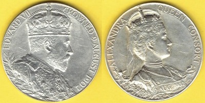 Wielka Brytania Medal Alexandra;Edward VII 1902.Ag