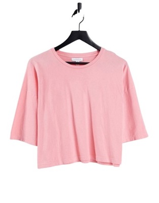 Różowy krótki t-shirt defekt XS