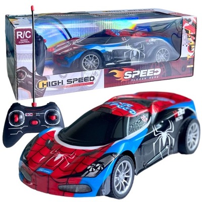 SAMOCHÓD SPORTOWY SPIDERMAN ZDANIE STEROWANY AUTO NA PILOTA R/C ŚWIATŁA