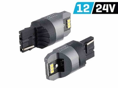 ЛАМПОЧКА НІЧНОГО БАЧЕННЯ W21W (T20D) 12/24V 6X 3020 SMD LED (СВІТЛОДІОД), NONPOLAR, CANBUS, БІЛА,