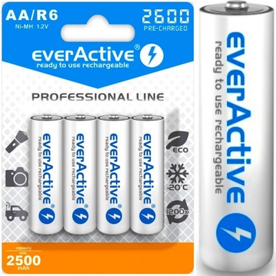 4x AKUMULATORKI everACTIVE R6 AA Ni-MH 2600mAh