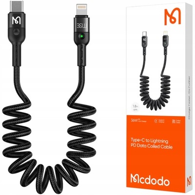 Kabel do iPhone, USB-C, sprężynowy, szybki, 36W, 1.8M, Mcdodo