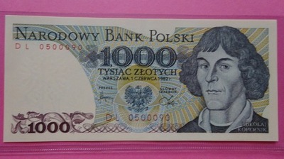 1000 zł 1982, DL 0500090,stan UNC.FAJNY NR !