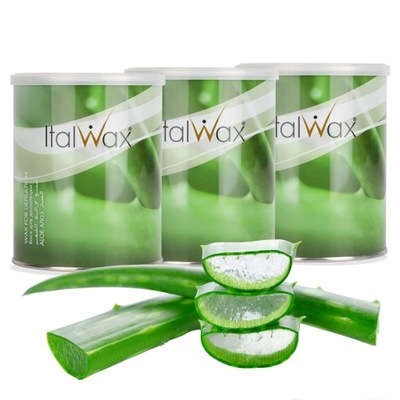 ZESTAW WOSK DO DEPILACJI ALOESOWY ITALWAX PUSZKA 800ml 2+1 gratis