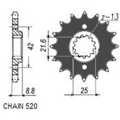 ЗУБЧАТКА ПРИВОДНАЯ ПЕРЕД MOTO. SUNSTAR 333-16