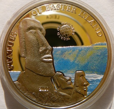 5$ PALAU 2010 POSĄG MOAI WYSPY WIELKANOCNE CUDA ŚWIATA