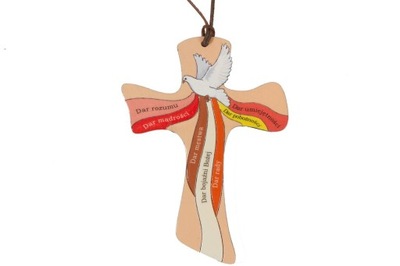 Krzyż drewniany - Bierzmowanie (Ceramika Drewniana