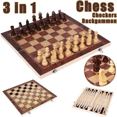 2 w 1 klasyczne drewniane szachy i warcaby Backgammon szachy składane przen