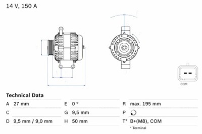 BOSCH ALTERNATEUR MINI R56 R57 R58 R59 CLUBMAN R55 CLUBVAN R55 