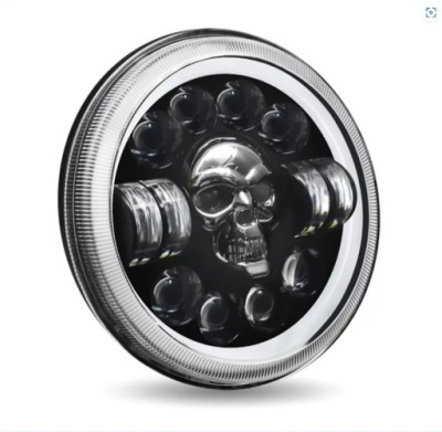 Лампа передня 7" full led skull 1szt range rover, hummer, suzuki, nissan, фото №1