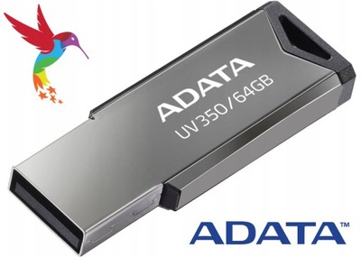 Metalowy pendrive ADATA UV350 64GB USB 3 srebrny metal