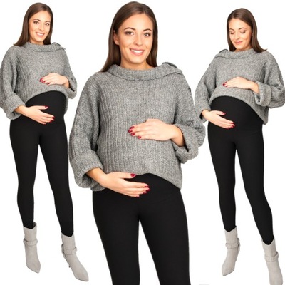 Getry grube legginsy ciążowe ocieplane z panelem