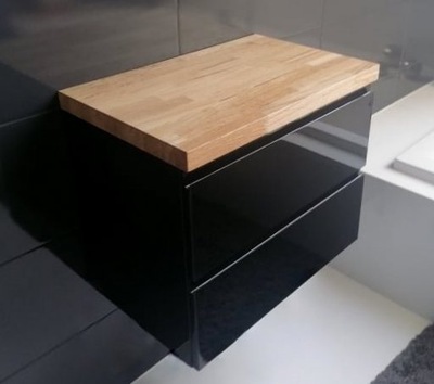 Szafka łazienkowa z blatem drewnianym 100 połysk