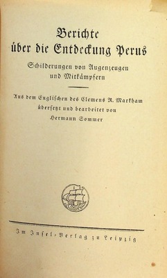 Berichte von der Cntbedung Perus 1919 r