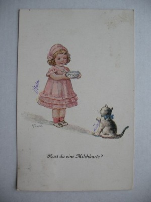 KOT KOTY PRZYNIOSŁAM CI MLECZKO przedwojenna POCZTÓWKA