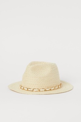 H&M kapelusz słomkowy z łańcuszkiem M 56