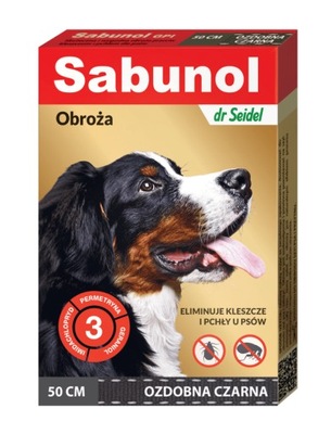 SABUNOL - ozdobna czarna obroża dla psa 50cm