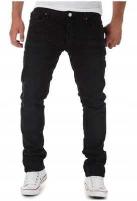 Jack Jones JEANSY CZARNE dopasowane RURKI 31/32