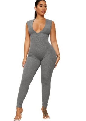 SHEIN KOMBINEZON DAMSKI PRĄŻKOWANY SZARY L 1VŹD