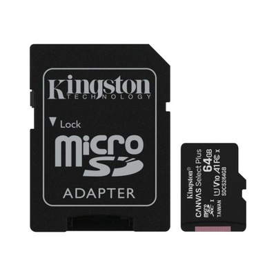 Karta pamięci micro SD KINGSTON 64GB Canvas Select Plus 100MB/s + adapter