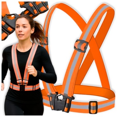 SZELKI ODBLASKOWE NA ROWER BIEGANIA KAMIZELKA ODBLASKOWA MOTOR POMARAŃCZOWE