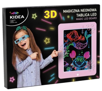 Tablet MAGICZNA NEONOWA TABLICA 3D LED KIDEA róż