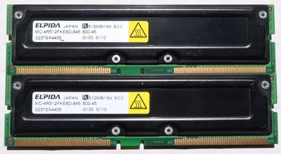 Pamięć 1GB (2x512MB) RIMM RDRAM RAMBUS ECC ELPIDA