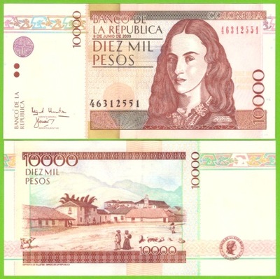 KOLUMBIA 10000 PESOS 2003 P-453f UNC RZADKA DATA