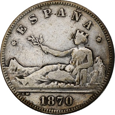 Hiszpania, Provisional Government, 2 Pesetas, 1870