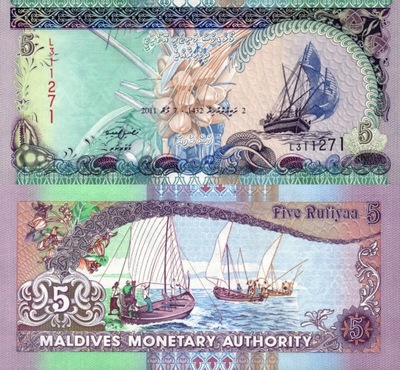 # MALEDIWY - 5 RUFIYAA - 2011 - P-18e - UNC