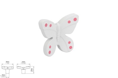 Uchwyt meblowy SIRO H143-40A66 biały/różowy/motyl