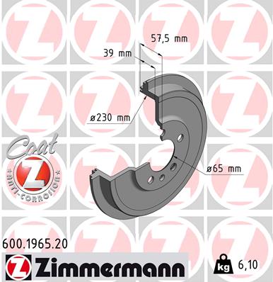 ZIMMERMANN 600.1965.20 БАРАБАН ТОРМОЗНОЙ