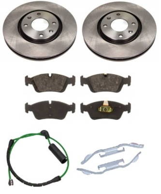 Bmw 3 e46 тормозные диски перед + тормозные колодки + датчик + пластины 286mm фото №1