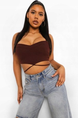 BOOHOO GŁADKI CROP TOP NA RAMIĄCZKACH S