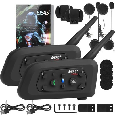 2X EJEAS V6 PRO INTERCOM MOTOCIKLINIS BLUETOOTH 5.0 AUSINĖS 1200M 850MAH 