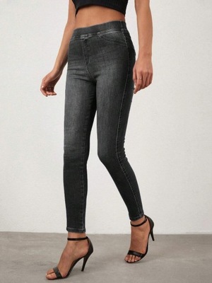 Shein szare jeansy skinny z wysokim stanem S