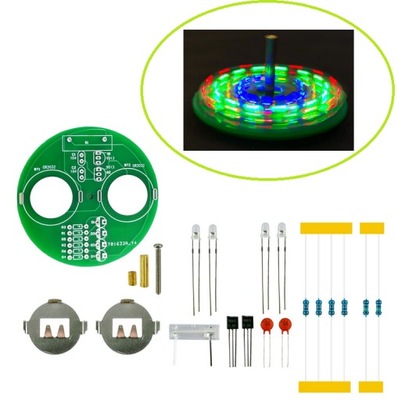 Zestaw Kit Bączek Gyro LED żyroskop multikolor DIY + 2 baterie