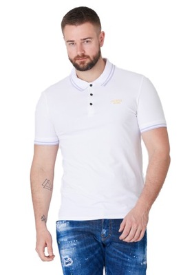 GUESS Biała koszulka polo z wyszywanym logo r M