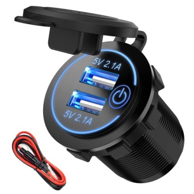 Разъём usb do автомобиля 12v/24v с переключателем фото №1